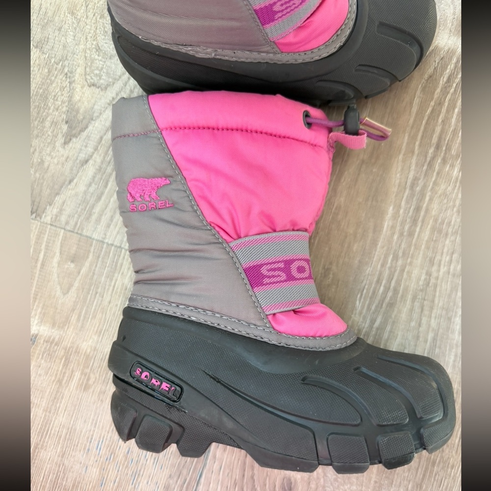 Sorel Kids Pink & Grey Waterproof Winter Snow Boots - Size US 9 / EUR 26